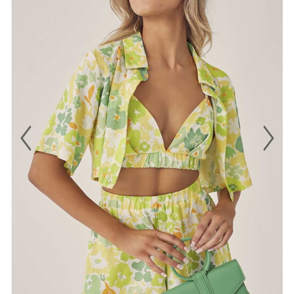 3 piece SET: Showpo Floral Green and Yellow Women's Top